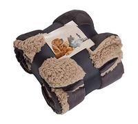 Brentfords Dog Blankets Washable Sherpa Reverse Pet Blankets for Dogs Cat Kittens Super Soft Warm Quilted Dog Blanket Fleece Throw Protects for Bed and Sofa, Charcoal Grey - 75 x 110cm