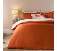Brentfords Double Bedding Quilt Cover Set Reversible, Super Soft Cosy Warm Microfibre Polyester Double Duvet Set Modern Comfy Bedding with Matching Pillowcases, Rust/Stone