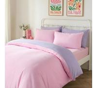Brentfords Double Duvet Set Quilt Cover, Gifts for Women Super Soft Warm Cosy Microfibre Bedding Double Bed Set Reversible Bedding Sets with Matching Pillowcases, Lilac/Pink