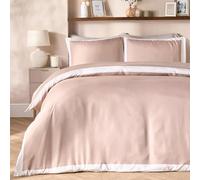 Brentfords Double Duvet Set, Super Soft Cosy Warm Microfibre Polyester Stylish Contrast Border Double Bedding Modern Comfy Quilt Cover Set with Matching Pillowcases, Ivory/Mink