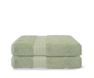 Brentfords Extra Large Bath Sheet Set of 2, Ultra Soft 100% Cotton Absorbent Quick Dry Hotel Spa Quality Bath Sheet For Bathroom Beach & Gym, Sage Green-90x150cm