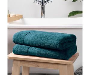 Brentfords Extra Large Bath Sheets Teal Green, 100% Cotton Shower Towel Bath Sheets Super Soft Feel High Absorbency Bathroom Essentials, 2 Piece
