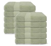 Brentfords Face Cloths 10 Pack, Super Soft Absorbent 100% Cotton Quick Drying Face Towels For Bathroom Gym & Travel Washcloth Home Essentials, Sage Green-30x30cm