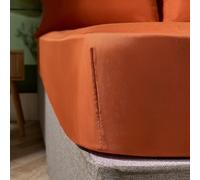 Brentfords Fitted Sheet Double Bed, Deep Pocket 25cm Easy Care Soft Microfibre Fabric Shrinkage and Fade Resistant Plain Bedding Bottom Sheet, Rust - 135 x 190cm