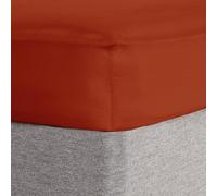 Brentfords Fitted Sheet King Size, Easy Care Soft Microfibre Fabric Deep Pocket Shrinkage and Fade Resistant Plain Bedding Bottom Sheet, Rust - 150 x 200cm