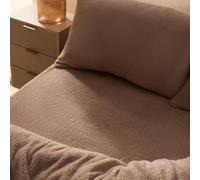 Brentfords Fitted Sheet King Size, Easy Care Soft Warm Thermal Teddy Fleece Fitted Sheet Deep Pocket 25cm Shrinkage & Fade Resistant Fluffy Teddy Bear Bedding, Mink