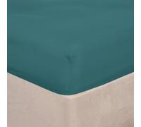 Brentfords Fitted Sheet King Size, Soft Comfy Dark Blue Plain Dyed Pocket Fit 25cm Fade Resistant Microfibre King Size Fitted Sheet, Blue Teal-152x200+25cm