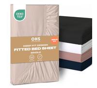 Brentfords Fitted Sheet Single Bed, Easy Care Soft Microfibre Fabric Deep Pocket 12 Inch (30) Shrinkage and Fade Resistant Plain Bedding Bottom Sheet, Natural - 90 x 190cm