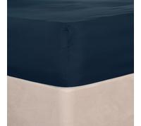 Brentfords Fitted Sheet Single Bed Navy Blue, Easy Care Soft Microfibre Fabric Deep Pocket 25cm Single Bed Sheet Shrinkage and Fade Resistant Bed Linen Bottom Sheets, 91 x 190cm