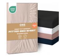 Brentfords Fitted Sheet Super King Size, Easy Care Soft Microfibre Fabric Deep Pocket 12 Inch (30) Shrinkage and Fade Resistant Plain Bedding Bottom Sheet, Natural - 180 x 200cm