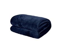 Brentfords Flannel Fleece Throw Blanket for Bed, Super Soft Cosy Warm Navy Blue Throw for Sofa Large Thick Blanket Fluffy Double Bed Throw Over Couch, 150 x 200cm