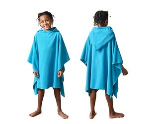 Brentfords Kids Swim Changing Robe, Soft Absorbent Oversized Hooded Towel Poncho for Beach Pool Travel Children Bath Towels Quick Dry Lightweight Swimming Towels, Sea Blue