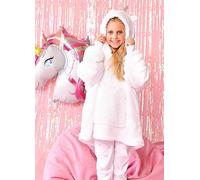 Brentfords Kids Unicorn Hooded Fleece Blanket White