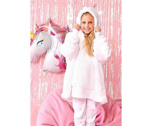 Brentfords Kids Unicorn Hooded Fleece Blanket White