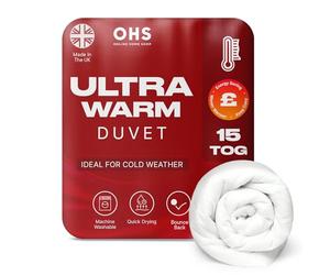 Brentfords King Size Duvet 15 Tog, Duvet King Size Winter Anti Allergy Home Soft Comfort Bedding Hotel Quality Quilt Breathable Warm Heavy Duvet Non Allergenic Fibre - White