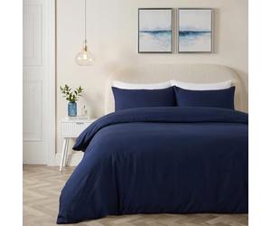 Brentfords King Size Duvet Cover Plain Dye Quilt Cover with Pillow Cases Bedding Set - Navy Blue, King