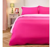 Brentfords King Size Duvet Cover Set, Soft Microfibre Polyester Plain Dyed Reversible Quilt Bedding Luxurious Warm Cosy Comfy Duvet Cover King Size with Pillowcases, Hot Pink/Pink