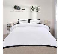 Brentfords King Size Duvet Cover Set, Super Soft Microfibre Stylish Contrast Border Duvet Cover King Size Luxurious Warm Cosy Comfy Bedding Set with 2 Pillowcases, Monochrome