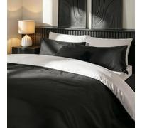 Brentfords King Size Duvet Cover Sets, Reversible Super Soft Warm Cosy Microfibre Polyester Stylish Plain Quilt Cover Luxury Comfy Bedding Sets King Size with Pillowcases, White/Black