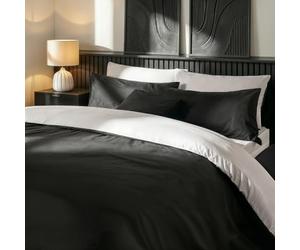 Brentfords King Size Duvet Cover Sets, Reversible Super Soft Warm Cosy Microfibre Polyester Stylish Plain Quilt Cover Luxury Comfy Bedding Sets King Size with Pillowcases, White/Black