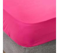 Brentfords King Size Fitted Sheet Bright Pink, Easy Care Soft Microfibre Fabric Deep Pocket 25cm Shrinkage and Fade Resistant Plain Bedding Bottom Sheet, 150 x 200cm