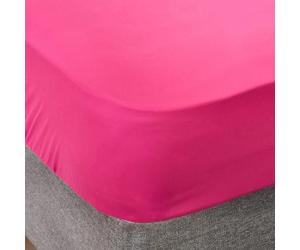 Brentfords King Size Fitted Sheet Bright Pink, Easy Care Soft Microfibre Fabric Deep Pocket 25cm Shrinkage and Fade Resistant Plain Bedding Bottom Sheet, 150 x 200cm