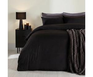 Brentfords King Sized Duvet Cover Sets - Plain Dyed Quilt Bedding with Pillowcases - Soft & Breathable Microfibre Bed Set - Black
