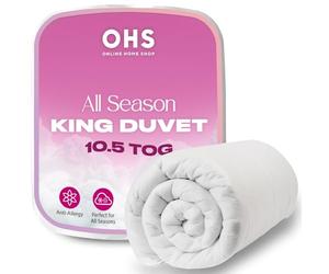 Brentfords Kingsize Duvet 10.5 Tog, All Season Comfy Breathable Duvet Anti Allergy Soft Bedding Hotel Quality Tog Quilt Lightweight Duvet Non Allergenic Fibre King Size Bed, White