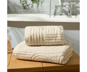 Brentfords Large Cream Bath Towels, 100% Cotton Super Soft Feel Embossed Arch Large Bath Towels for Adults Highly Absorbent Bathroom Shower Towels Set, 2 Piece