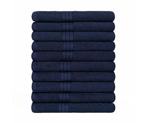 Brentfords Luxury Set of 10 Navy Blue 100% Cotton Bath Towels - Premium Quality, Super Absorbent & Quick Drying - Large Bathroom Towel - 70 x 115cm