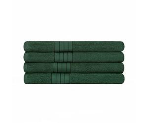 Brentfords Luxury Set of 4 x 100% Cotton Bath Sheets Bathroom Absorbent Bordered Extra Large Jumbo Towel Quick Dry, 90 x 150cm - Forest Green