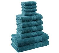 Brentfords Luxury Supersoft Absorbent Premium Large Hand Face Multi-Pack Towel Bath Bale Set, 100% Cotton, Teal, 10 Piece