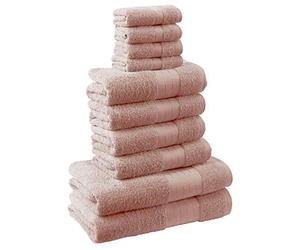 Brentfords Luxury Supersoft Towel Bale Set, 100% Cotton 500 GSM, Blush Pink, 10 Piece Bath