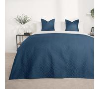 Brentfords Navy Blue Geometric Pinsonic Bedspreads King Size, Super Soft Luxurious quilted bedspreads Throws for Sofas Large Lightweight King Size Blanket for Bed, 200 x 240cm