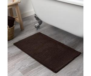 Brentfords Noodle Bathmats for Bathroom, Extra Soft Super Absorbent Material Floor Mat Bathroom Comfy Thick Quick Drying Bath Mat - Chocolate Brown, 45 x 75cm