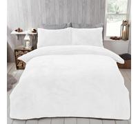 Brentfords OHS White Bedding Teddy Fleece Duvet Set, Super Soft Warm Thermal Super King Duvet Set Luxury Quilt Cover Comfy Cosy Teddy Bear Bedding with Pillowcases