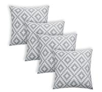 Brentfords Outdoor Cushion Covers Only, Water Resistant Decorative Grey Geometric Outdoor Cushion Covers 45 x 45 Set of 4 Super Soft Patio Garden Cushions Home Decor Throw Pillow Covers with Zipper