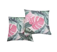 Brentfords Outdoor Cushion Covers Tropical Print Throw Pillow Covers Pack of 2, Super Soft Garden Cushion Covers For Patio Livingroom Sofa, Green-45x45cm