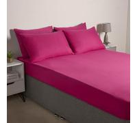 Brentfords Pillow Cases 2 Pack Bright Pink, Soft Microfibre Housewife Pillowcases with Envelope Closure Wrinkle & Fade Resistant Standard Size Plain Pillowcases, 48 x 74cm