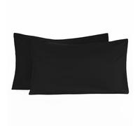 Brentfords Pillow Cases 2 Pack, Soft Microfibre Housewife Pillowcases Comfortable Hotel Quality Wrinkle & Fade Resistant Bed Pillow Cases with Envelope Closure, Black - 50 x 75cm