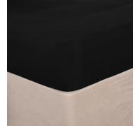Brentfords Plain Dye Bed Fitted Sheet Soft Microfibre, Black, Double