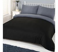 Plain Duvet Cover Bedding Set - Black & Grey / Double