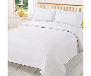 Brentfords Plain Dye Duvet Quilt Cover with Pillow Cases Bedding Set - White, Superking