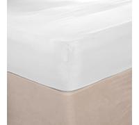 Brentfords Plain Dye Bed Fitted Sheet Soft Microfibre, 100% Polyester, White, Super King