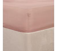 Brentfords Plain Dye Fitted Bed Sheet Non Iron Super Soft Easy Care Microfibre, Blush Pink - Double Size