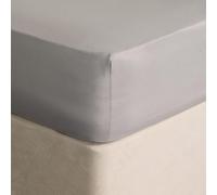 Brentfords Plain Dye Fitted Bed Sheet Non Iron Super Soft Easy Care Microfibre, Grey Silver - Single Size