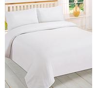 Brentfords Plain Dyed Duvet Cover Quilt Bedding Set With Pillowcase, White - King