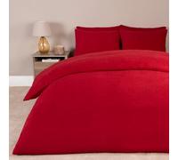 Brentfords Red Fleece Single Duvet Cover, Teddy Fleece Quilt Cover Thermal Bedding Set Winter Warm Duvet Single Super Soft Comfy Bed Set Covers with Pillowcase