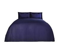 Brentfords Satin Stripe Beautiful Soft Fresh Comfortable Simple Eyecatching Duvet Cover Bedding Set, Navy Blue - King