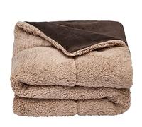 Brentfords Sherpa Pet Dog Blanket, Soft Fluffy Warm & Comfy Quilted Dog Blanket Washable Lightweight Animal Cat Kitten Kennel Mat Warm Throw Over Plush Fleece, Brown - 100 x 150cm